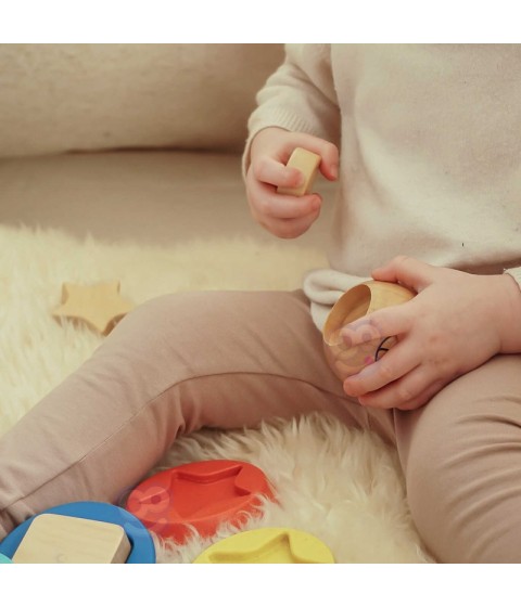TOOKY TOY medinė dėlionė piramidės formos meškiukas 11 vnt.