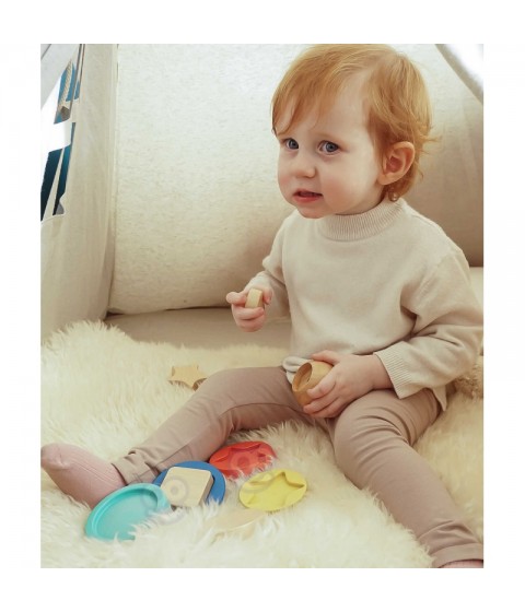 TOOKY TOY medinė dėlionė piramidės formos meškiukas 11 vnt.