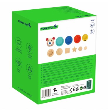 TOOKY TOY medinė dėlionė piramidės formos meškiukas 11 vnt.