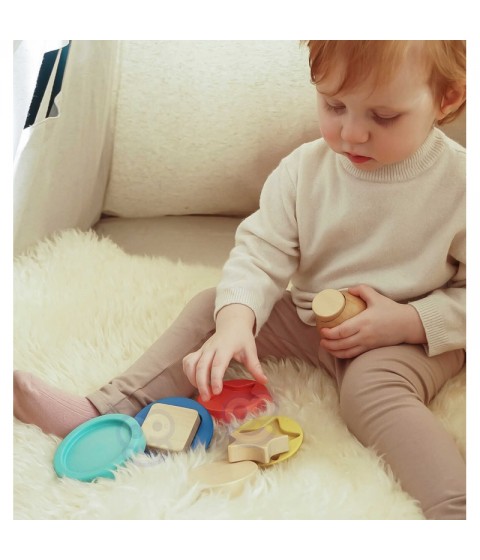 TOOKY TOY medinė dėlionė piramidės formos meškiukas 11 vnt.