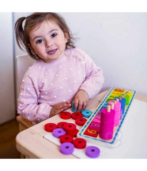 WOOPIE GREEN Montessori dėlionė skaičiuoti ir spalvinti, 56 vnt.