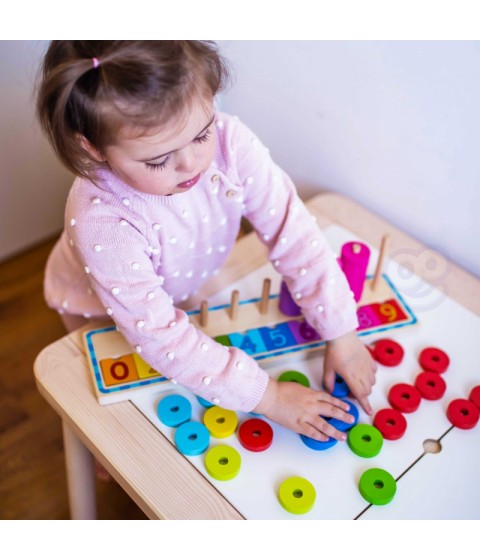 WOOPIE GREEN Montessori dėlionė skaičiuoti ir spalvinti, 56 vnt.