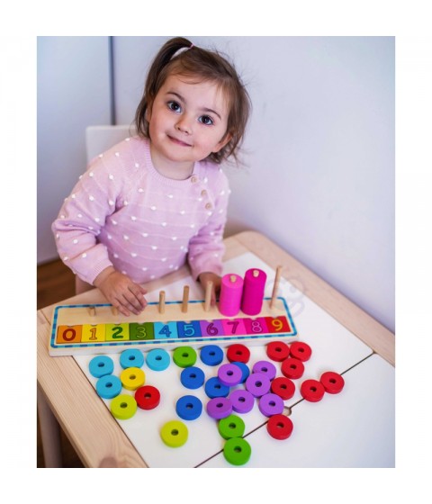 WOOPIE GREEN Montessori dėlionė skaičiuoti ir spalvinti, 56 vnt.