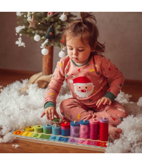 WOOPIE GREEN Montessori dėlionė skaičiuoti ir spalvinti, 56 vnt.