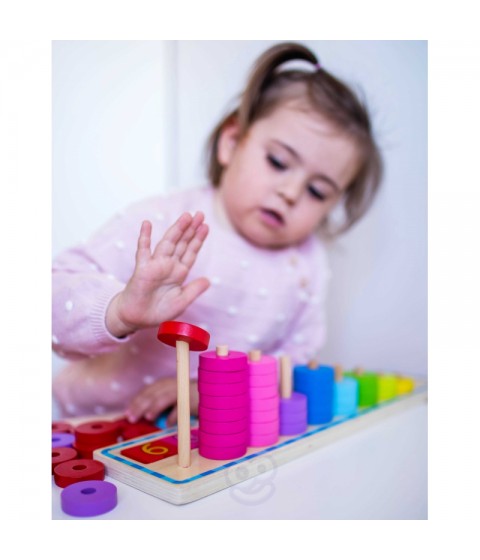 WOOPIE GREEN Montessori dėlionė skaičiuoti ir spalvinti, 56 vnt.