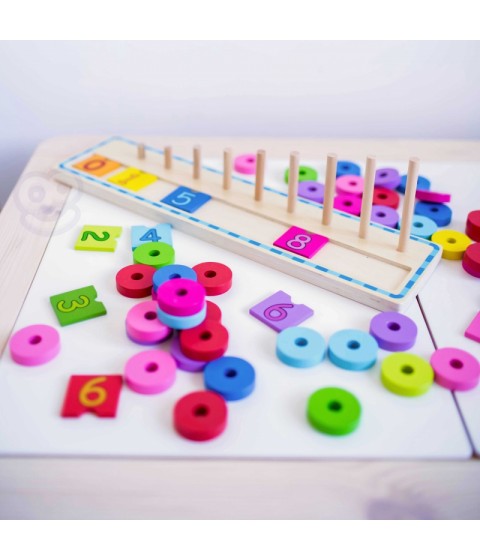 WOOPIE GREEN Montessori dėlionė skaičiuoti ir spalvinti, 56 vnt.