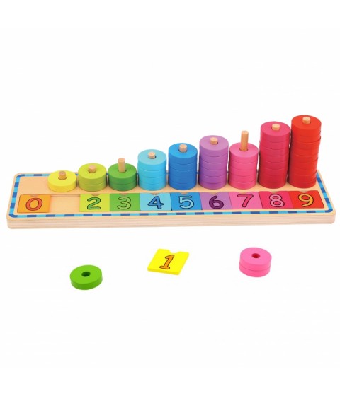 WOOPIE GREEN Montessori dėlionė skaičiuoti ir spalvinti, 56 vnt.