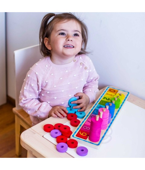 WOOPIE GREEN Montessori dėlionė skaičiuoti ir spalvinti, 56 vnt.