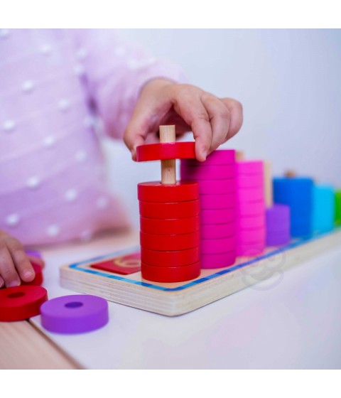 WOOPIE GREEN Montessori dėlionė skaičiuoti ir spalvinti, 56 vnt.
