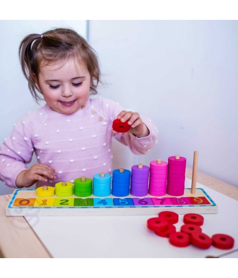 WOOPIE GREEN Montessori dėlionė skaičiuoti ir spalvinti, 56 vnt.