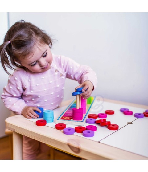 WOOPIE GREEN Montessori dėlionė skaičiuoti ir spalvinti, 56 vnt.