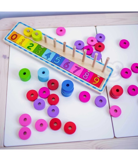 WOOPIE GREEN Montessori dėlionė skaičiuoti ir spalvinti, 56 vnt.