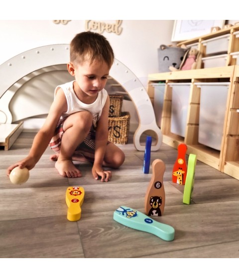 TOOKY TOY medinis boulingas vaikams, 6 vnt. + kamuoliukas