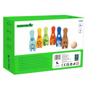 TOOKY TOY medinis boulingas vaikams, 6 vnt. + kamuoliukas