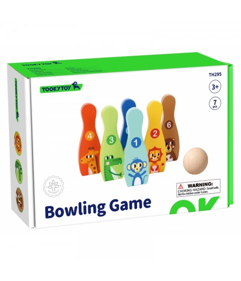 TOOKY TOY medinis boulingas vaikams, 6 vnt. + kamuoliukas
