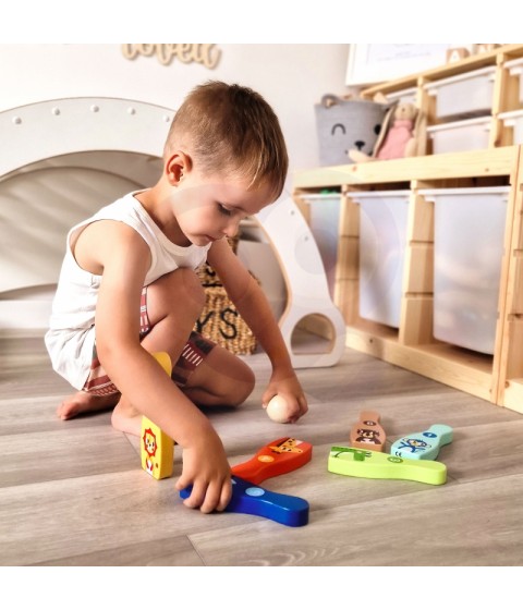 TOOKY TOY medinis boulingas vaikams, 6 vnt. + kamuoliukas