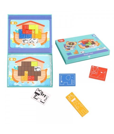 TOOKY TOY Magnetinė dėlionė Montessori loginė dėlionė Tetris Nojaus arka 26 vnt.