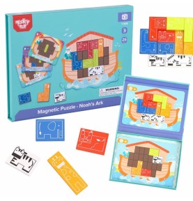 TOOKY TOY Magnetinė Montessori dėlionė Loginė dėlionė Tetris Nojaus arka 26 vnt.