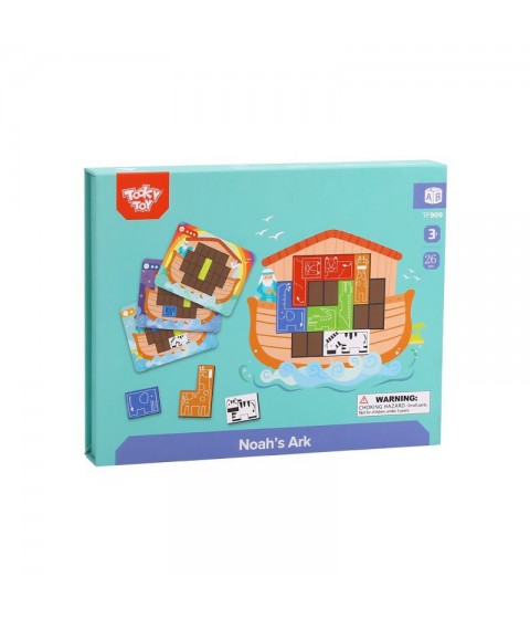 TOOKY TOY Magnetinė dėlionė Montessori loginė dėlionė Tetris Nojaus arka 26 vnt.