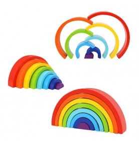 TOOKY TOY medinė vaivorykštės dėlionė, kūrybingi Montessori kaladėlės, sertifikuota FSC