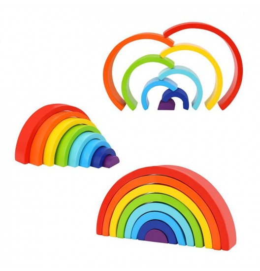TOOKY TOY medinė vaivorykštės dėlionė, kūrybingi Montessori kaladėlės, sertifikuota FSC