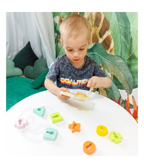 CLASSIC WORLD Mediniai susipynimo kaladėlės, raktai ir durys, MONTESSORI, 11 vnt.
