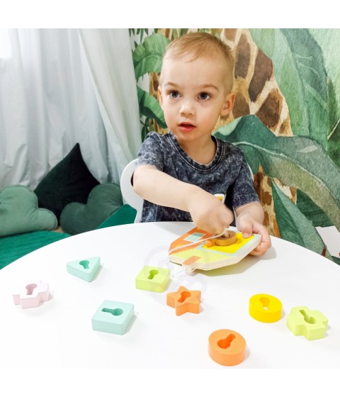 CLASSIC WORLD Mediniai susipynimo kaladėlės, raktai ir durys, MONTESSORI, 11 vnt.