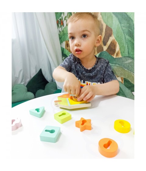 CLASSIC WORLD Mediniai susipynimo kaladėlės, raktai ir durys, MONTESSORI, 11 vnt.