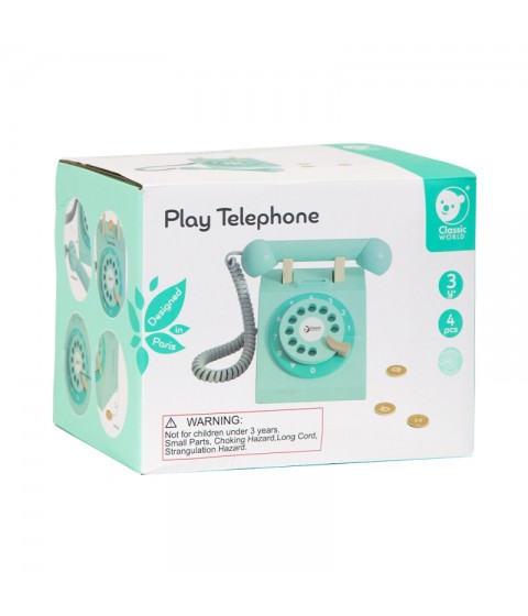 CLASSIC WORLD Klasikiniai mediniai telefonai vaikams, 4 vnt.