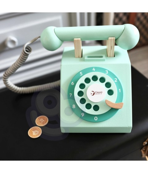 CLASSIC WORLD Klasikiniai mediniai telefonai vaikams, 4 vnt.