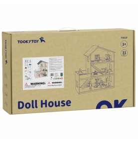 TOOKY TOY didelis medinis lėlių namelis + FSC figūrėlės