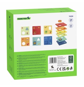TOOKY TOY Montessori dėlionė, formos ir spalvos, gyvūnai, 6 lentos, FSC
