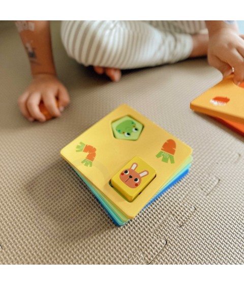 TOOKY TOY Montessori dėlionė, formos ir spalvos, gyvūnai, 6 lentos, FSC