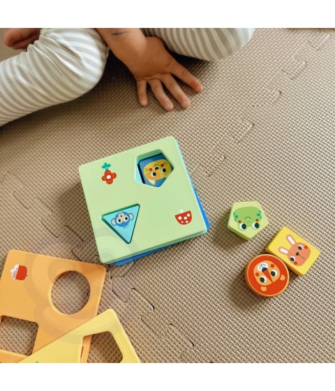 TOOKY TOY Montessori dėlionė, formos ir spalvos, gyvūnai, 6 lentos, FSC