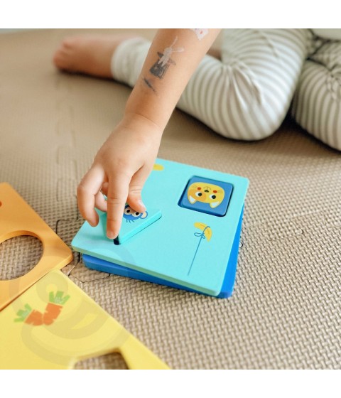 TOOKY TOY Montessori dėlionė, formos ir spalvos, gyvūnai, 6 lentos, FSC