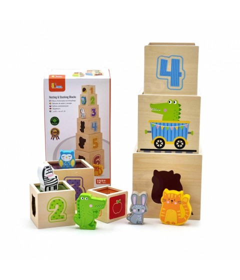VIGA medinės piramidės dėlionės kaladėlių rūšiavimo sistema Montessori