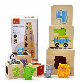 VIGA medinės piramidės dėlionės kaladėlių rūšiavimo sistema Montessori