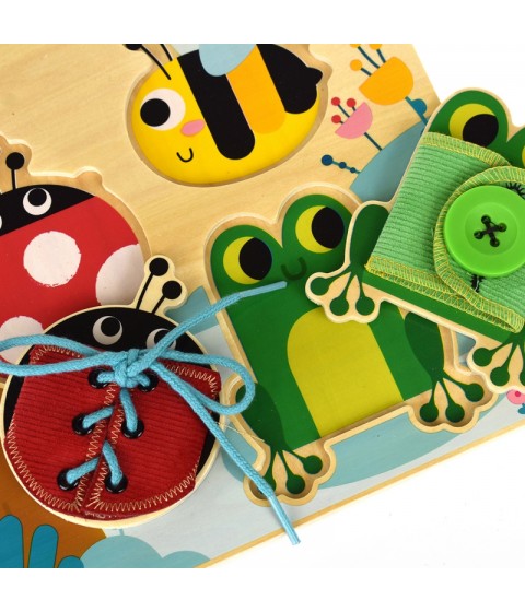 TOOKY TOY medinė lavinamoji lenta rūšiavimo pratimams su sagtimi