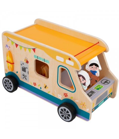 TOOKY TOY medinis namelis ant ratų, personažai, stovyklavimas