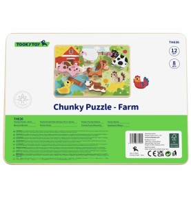 „Tooky“ medinis Montessori dėlionės gyvūnams, fermai, atitikimo formos