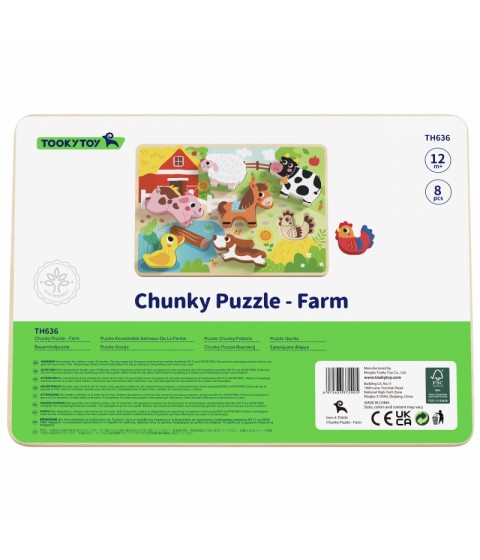 „Tooky“ medinis Montessori dėlionės gyvūnams, fermai, atitikimo formos