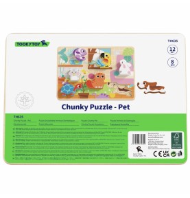 TOOKY TOY medinis Montessori dėlionės gyvūnams, namams, atitinkančioms formas