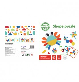 WOOPIE GREEN medinė Montessori dėlionė, 40 raštų atkurimui, 55 detalės, sertifikuota FSC