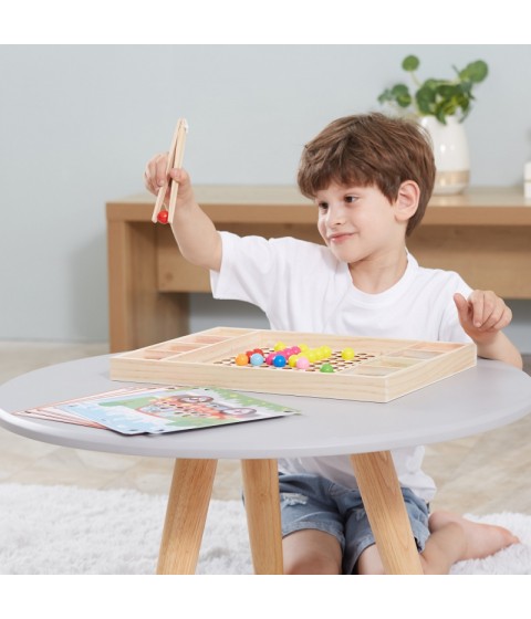 VIGA medinis kamuoliukų gaudymo ir rungtynių žaidimas Montessori dėlionė