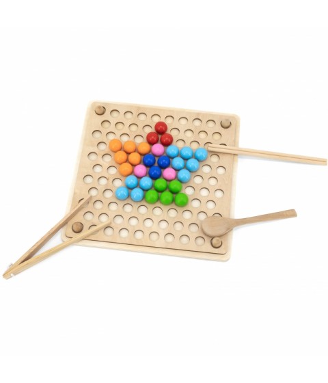 VIGA medinis kamuoliukų gaudymo ir rungtynių žaidimas Montessori dėlionė
