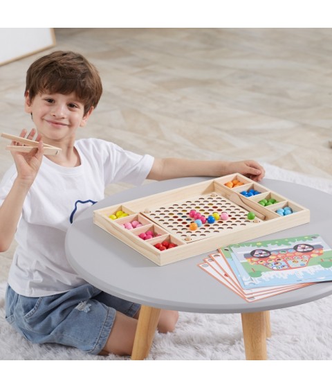 VIGA medinis kamuoliukų gaudymo ir rungtynių žaidimas Montessori dėlionė