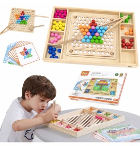 VIGA medinis kamuoliukų gaudymo ir rungtynių žaidimas Montessori dėlionė
