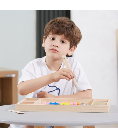 VIGA medinis kamuoliukų gaudymo ir rungtynių žaidimas Montessori dėlionė