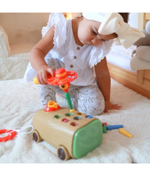 WOOPIE žaidimų automatas „Woodpecker Bug Hammer“ 3in1 vežimėlio traukiklis kūdikiams