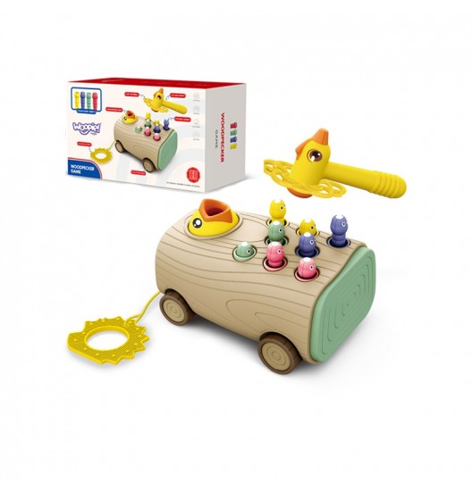 WOOPIE žaidimų automatas „Woodpecker Bug Hammer“ 3in1 vežimėlio traukiklis kūdikiams